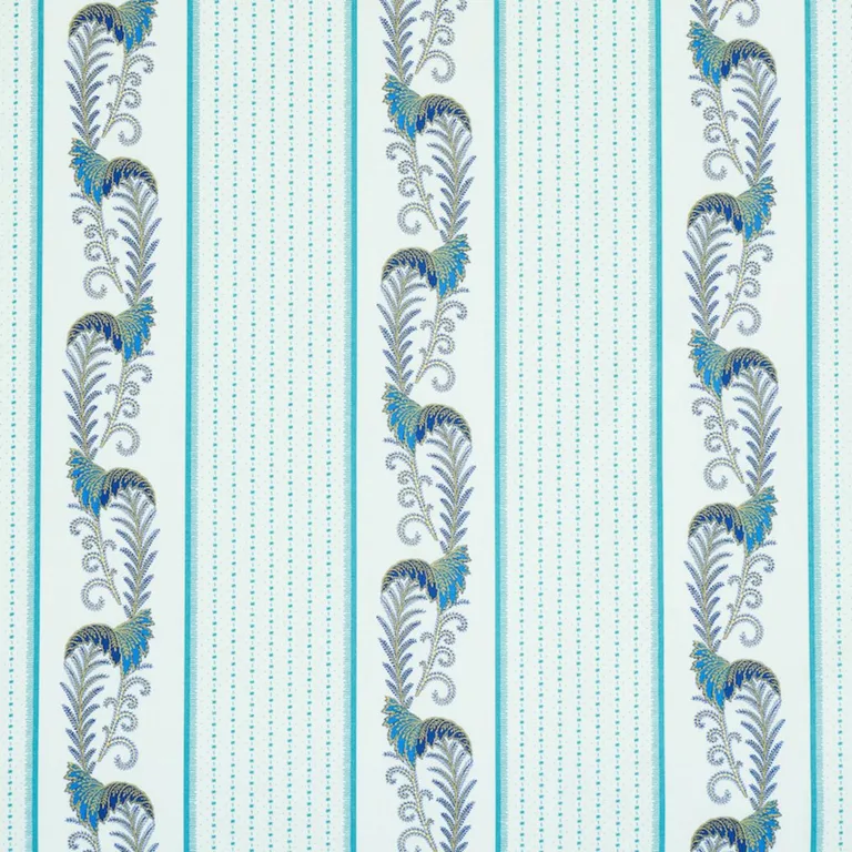 Schumacher 179381 Aleksy Stripe Teal fabric swatch