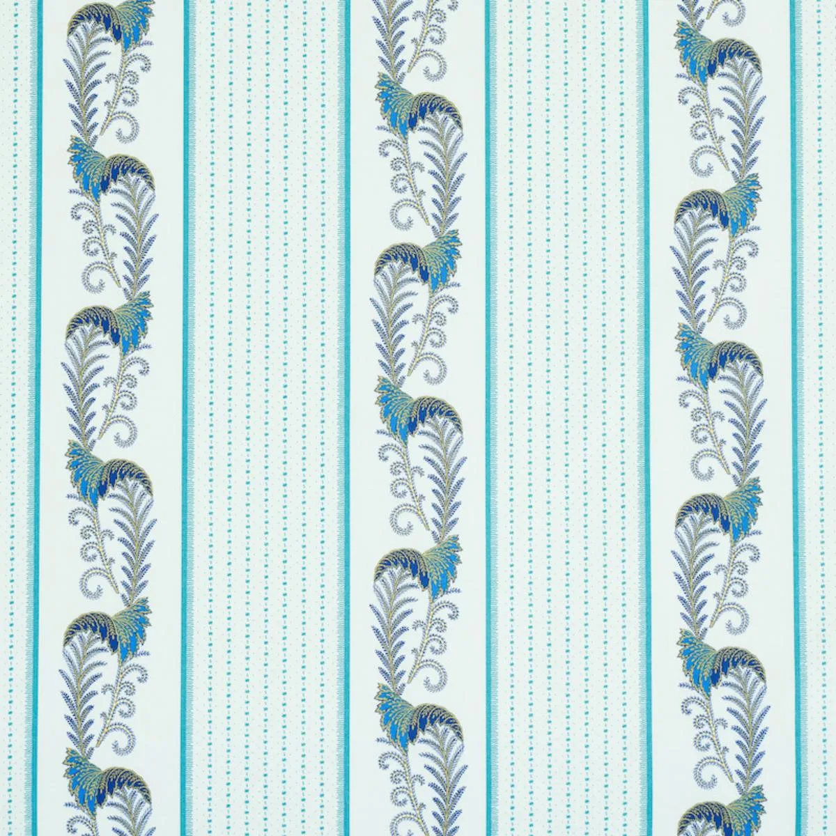 Schumacher 179381 Aleksy Stripe Teal fabric swatch
