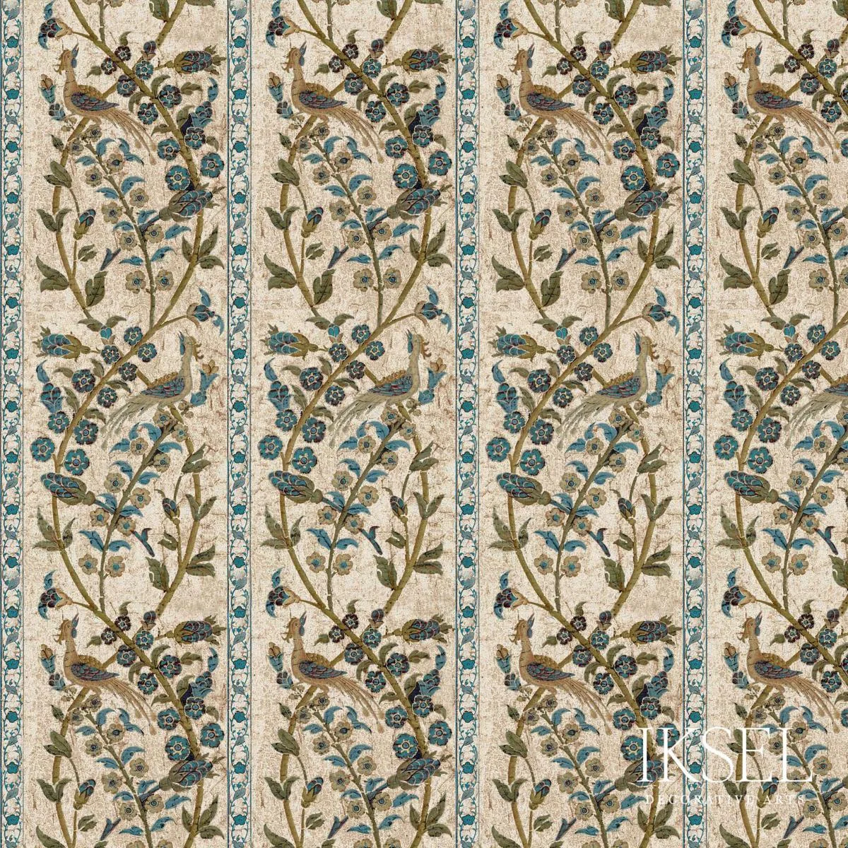 Schumacher RF537CR58 Aleppo Stripe Blue fabric swatch