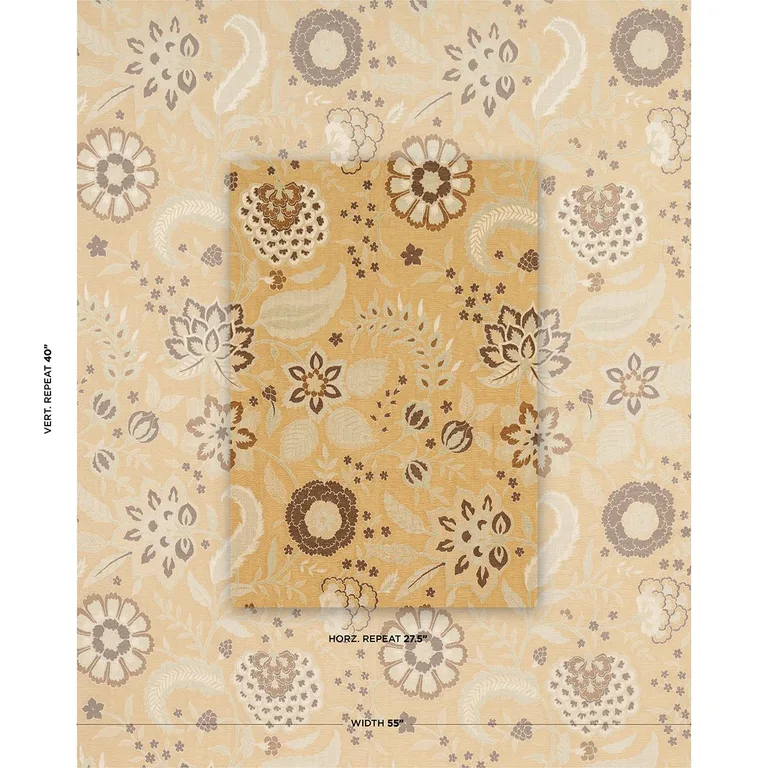Schumacher 83131 Alessia Floral Gold fabric swatch