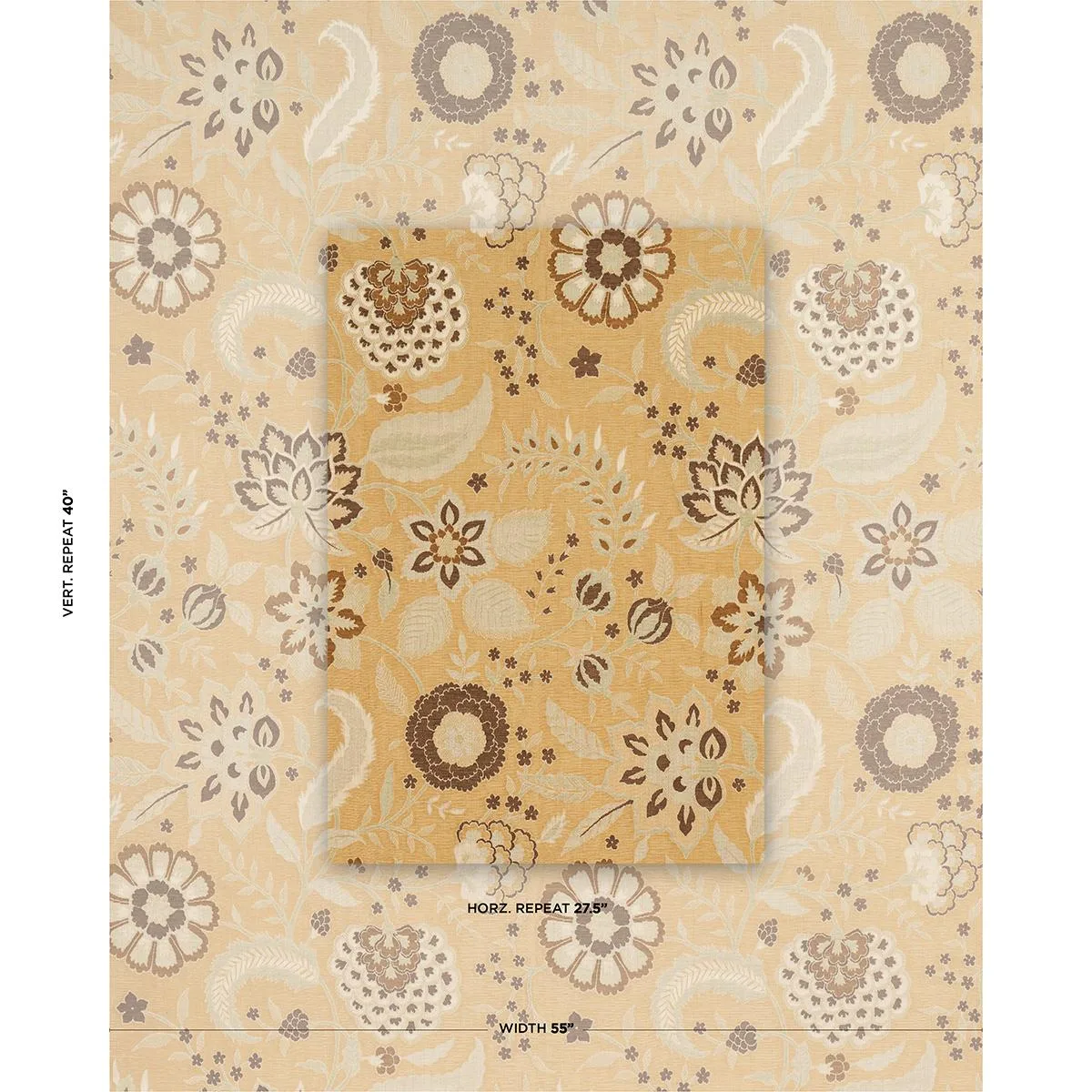 Schumacher 83131 Alessia Floral Gold fabric swatch