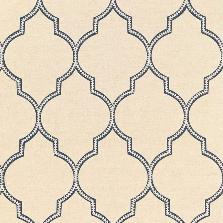 Schumacher 67330 Algiers Embroidery Indigo fabric swatch