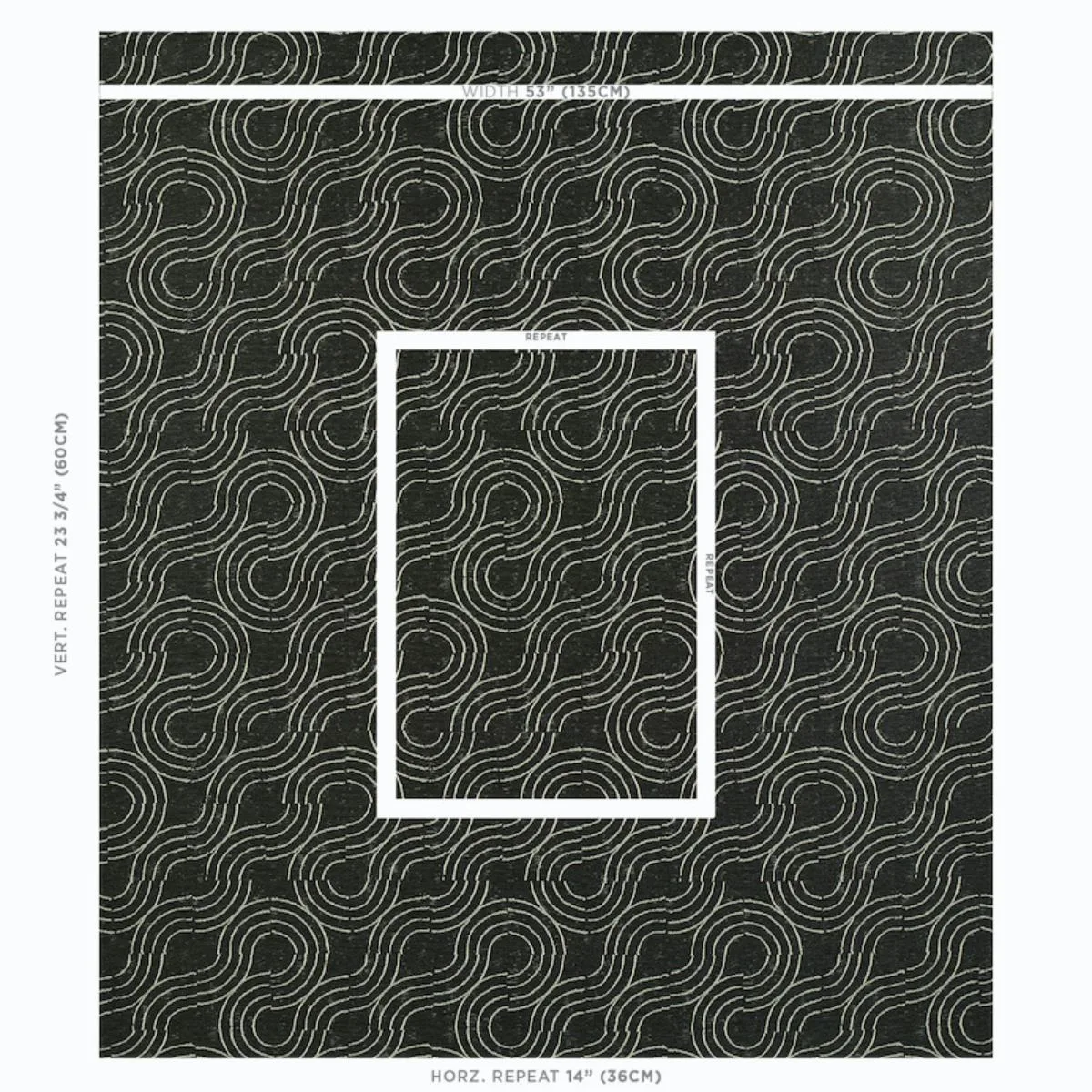 Schumacher 79400 Alma Indoor/Outdoor Carbon fabric swatch