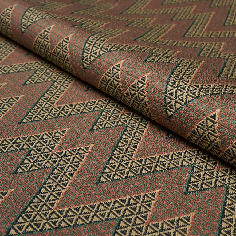 Schumacher 84970 Alpine Peaks Chevron Terracotta Desert fabric swatch
