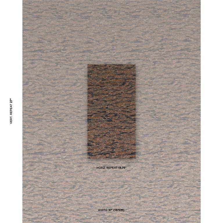 Schumacher 83970 Altamira Navy/Brown fabric swatch