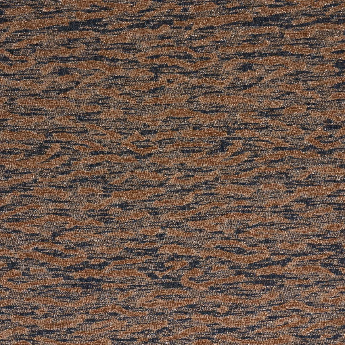 Schumacher 83970 Altamira Navy/Brown fabric swatch