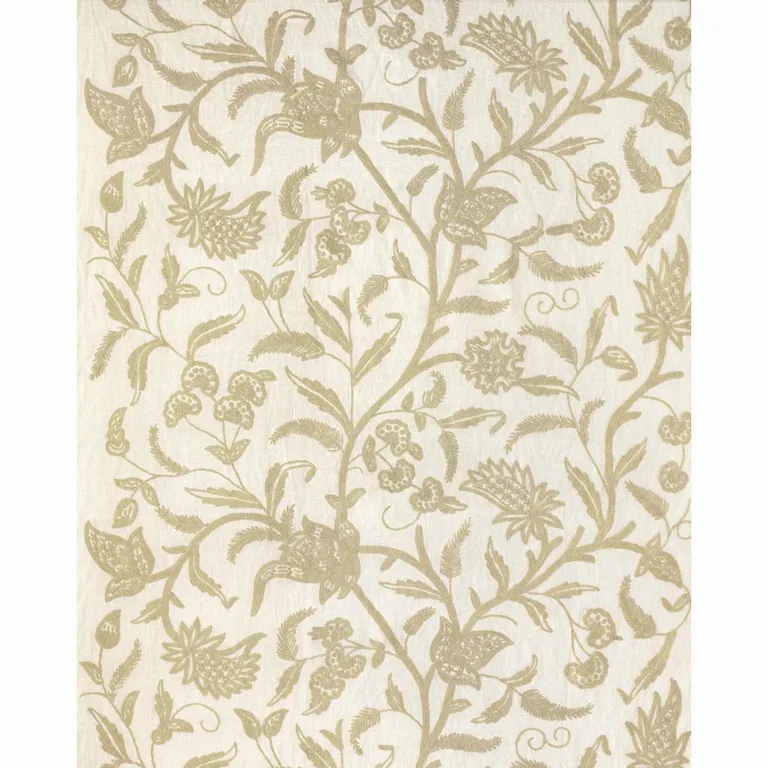 Schumacher 54191 Amagansett Linen Crewel Ecru fabric swatch
