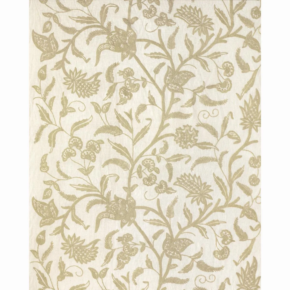 Schumacher 54191 Amagansett Linen Crewel Ecru fabric swatch