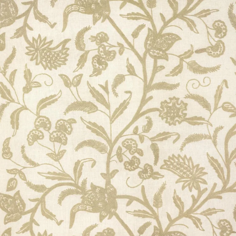 Schumacher 54191 Amagansett Linen Crewel Ecru fabric swatch