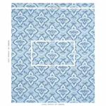 Schumacher 179440 Amalia Medallion Handmade Print Blue fabric swatch