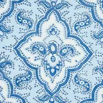 Schumacher 179440 Amalia Medallion Handmade Print Blue fabric swatch