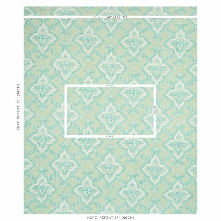 Schumacher 179441 Amalia Medallion Handmade Print Mineral fabric swatch