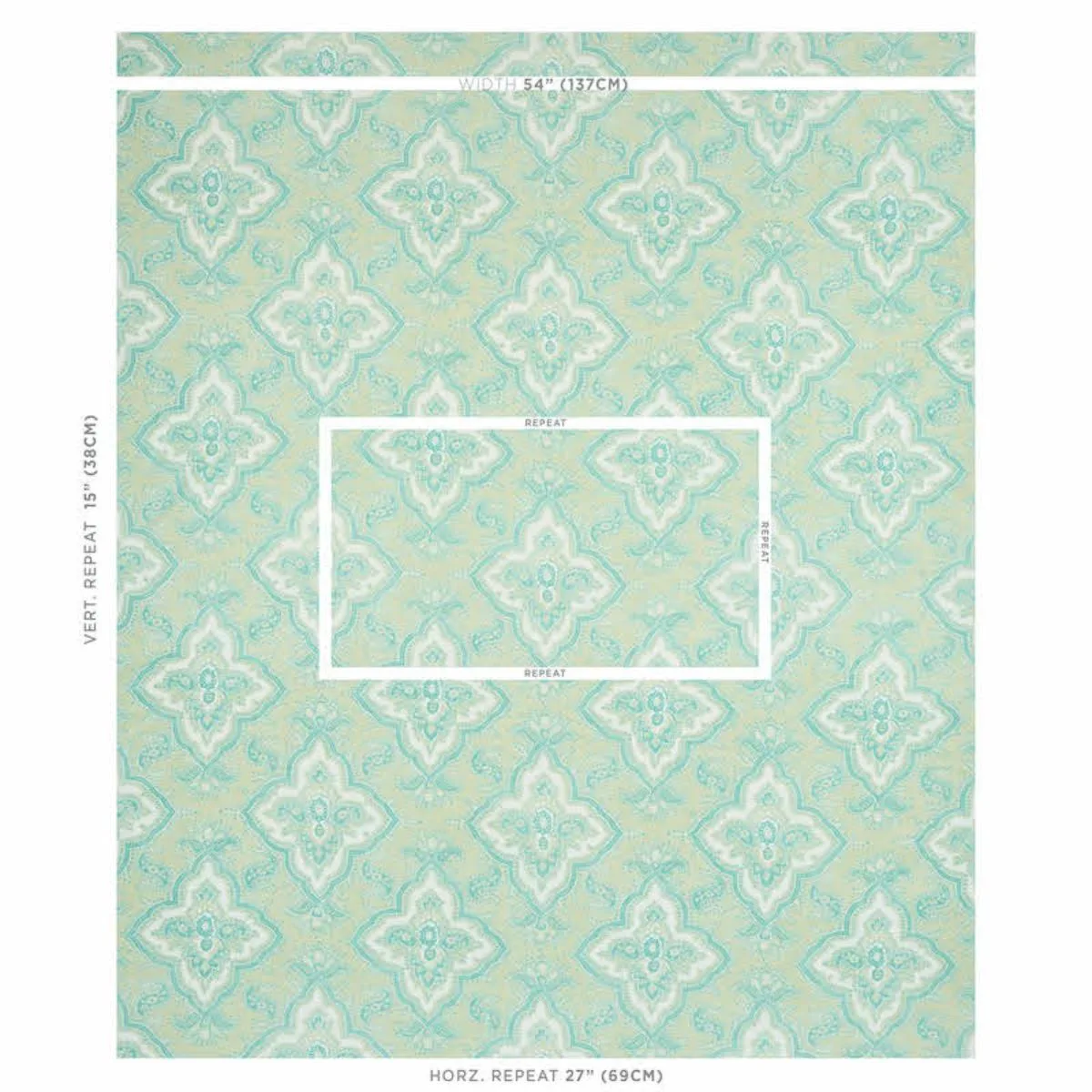 Schumacher 179441 Amalia Medallion Handmade Print Mineral fabric swatch