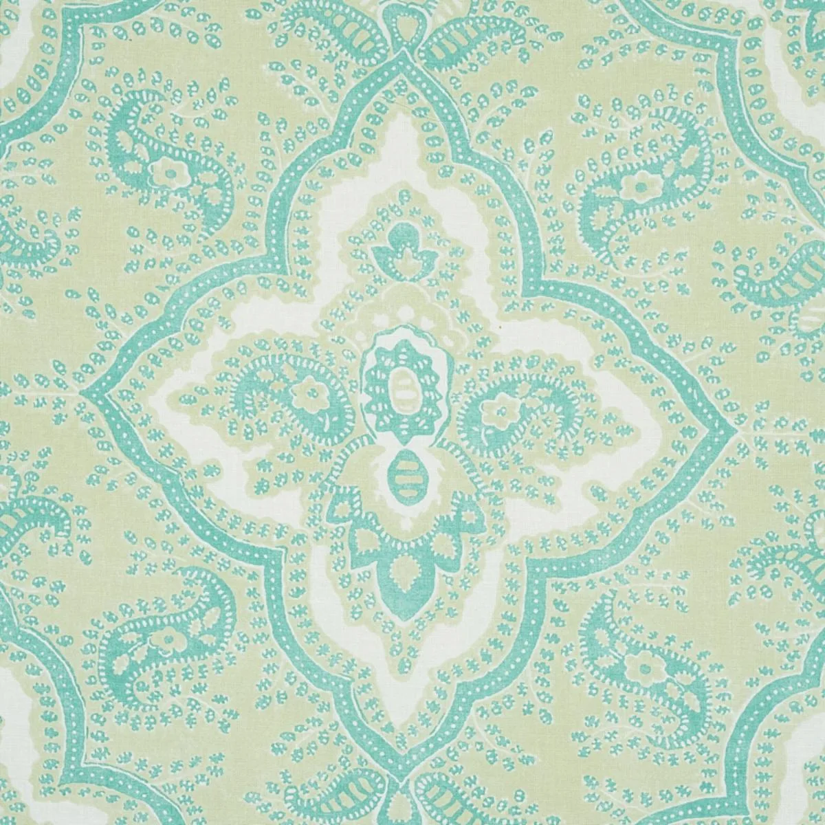 Schumacher 179441 Amalia Medallion Handmade Print Mineral fabric swatch