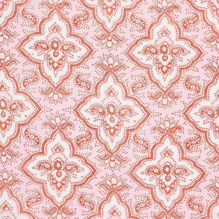Schumacher 179442 Amalia Medallion Handmade Print Pink fabric swatch
