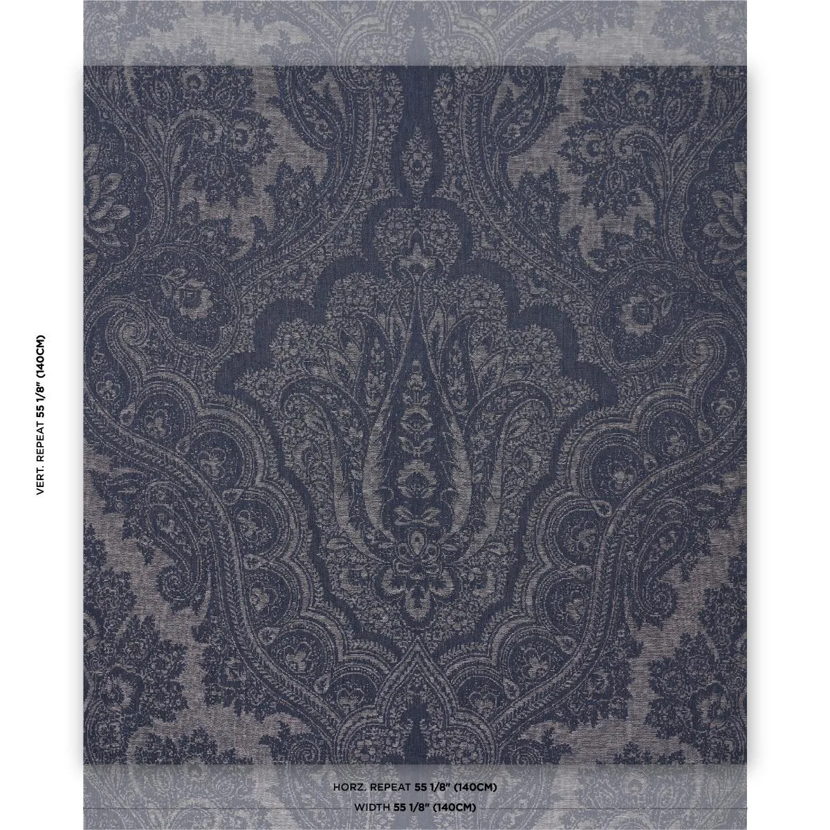 Schumacher 86120 Amara Paisley Indigo fabric swatch