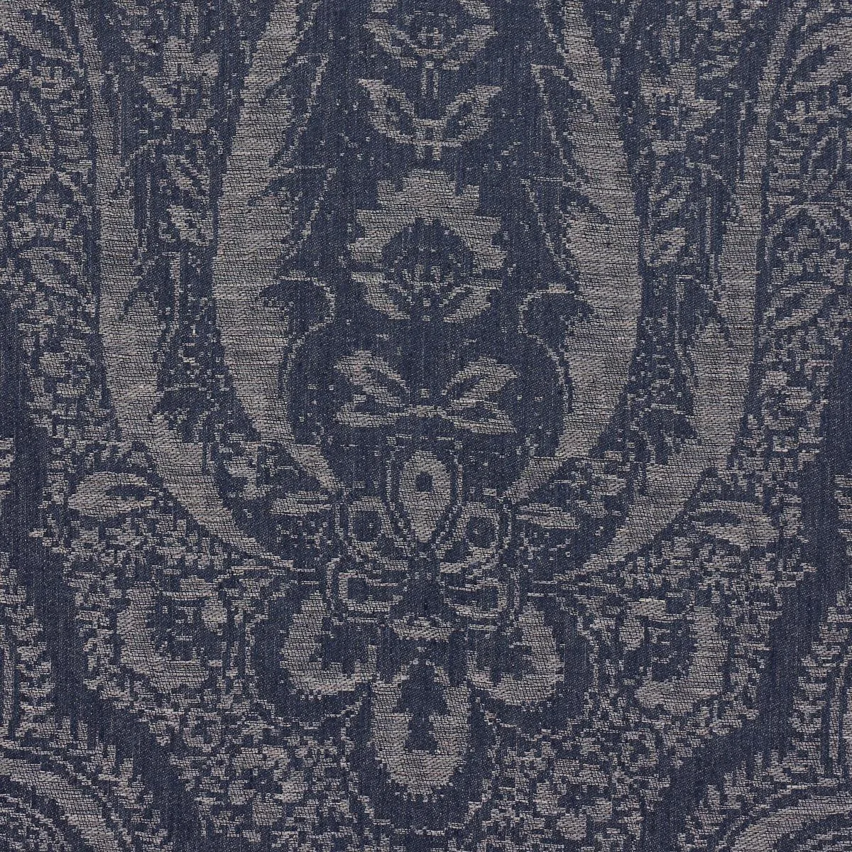 Schumacher 86120 Amara Paisley Indigo fabric swatch