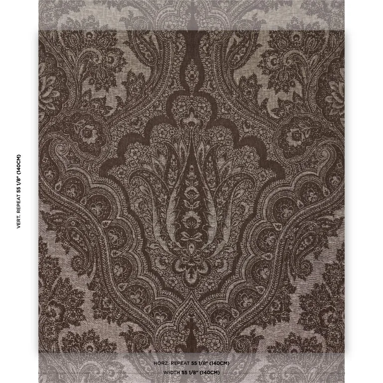 Schumacher 86122 Amara Paisley Mocha fabric swatch