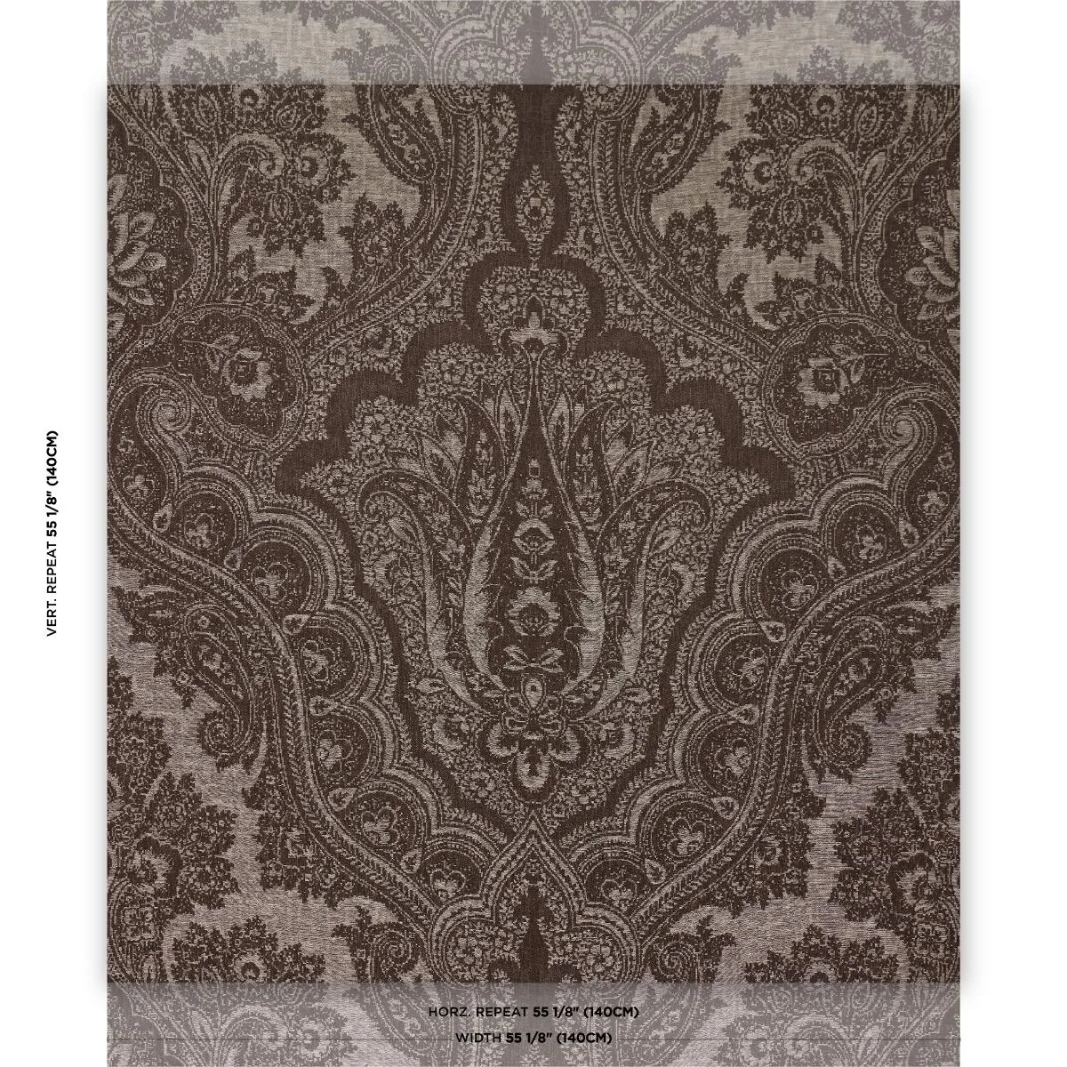 Schumacher 86122 Amara Paisley Mocha fabric swatch