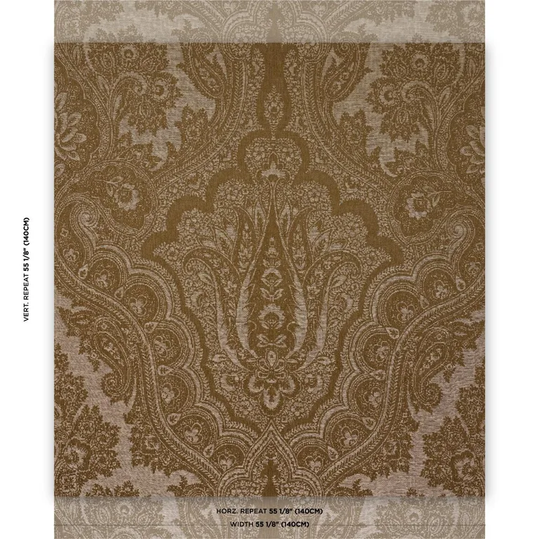 Schumacher 86121 Amara Paisley Oro fabric swatch