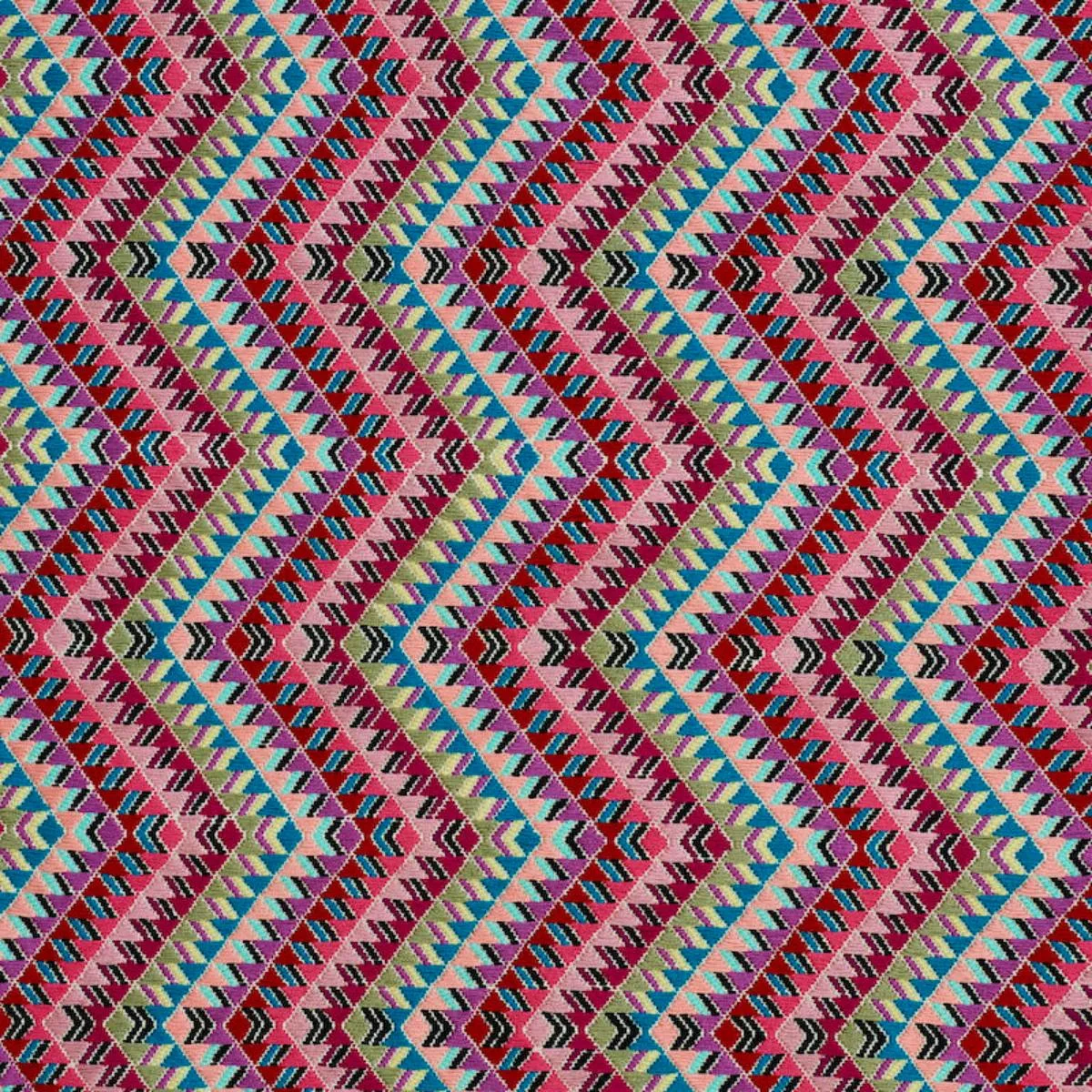 Schumacher 79220 Amates Hand Woven Brocade Carnival fabric swatch