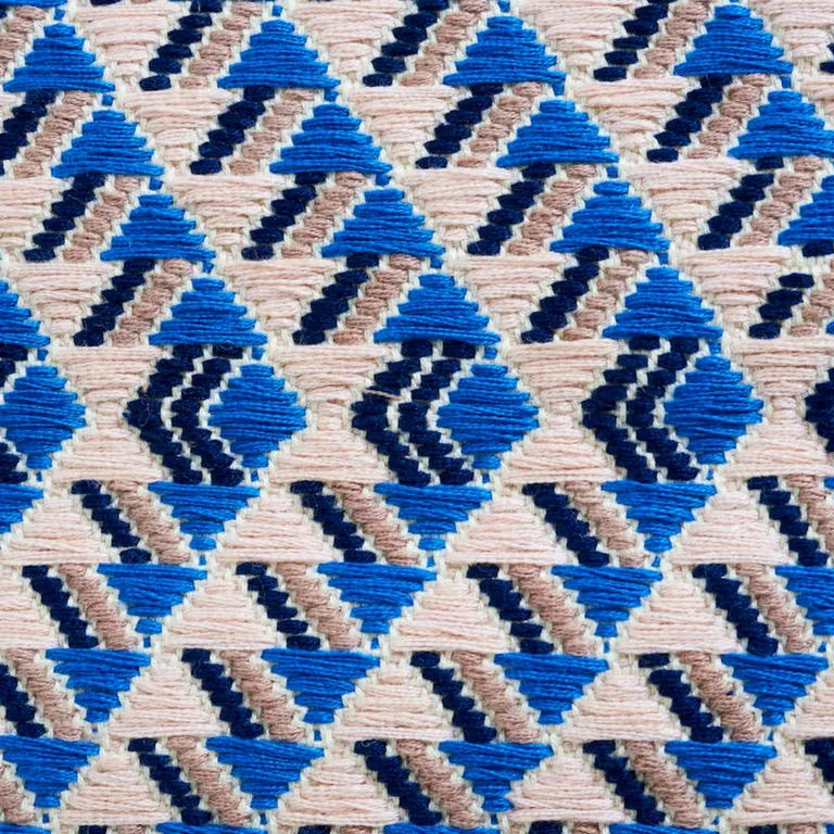 Schumacher 79222 Amates Hand Woven Brocade Ocean fabric swatch