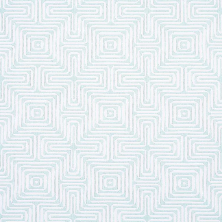 Schumacher 65326 Amazing Maze Indoor/Outdoor Aqua Breeze fabric swatch