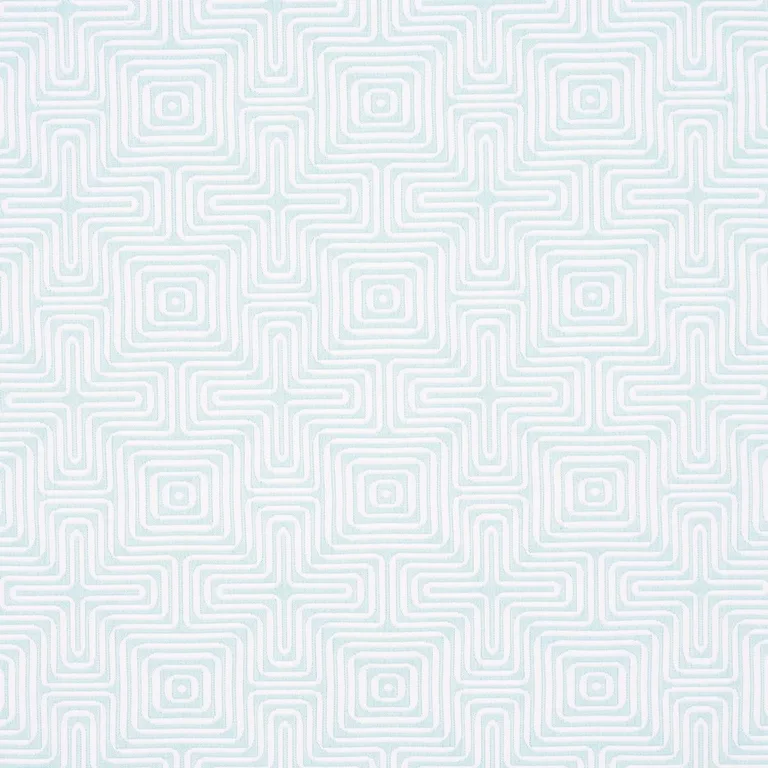 Schumacher 65326 Amazing Maze Indoor/Outdoor Aqua Breeze fabric swatch