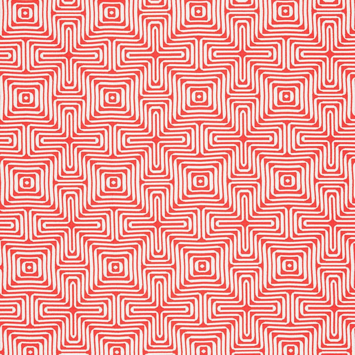 Schumacher 65324 Amazing Maze Indoor/Outdoor Coral fabric swatch