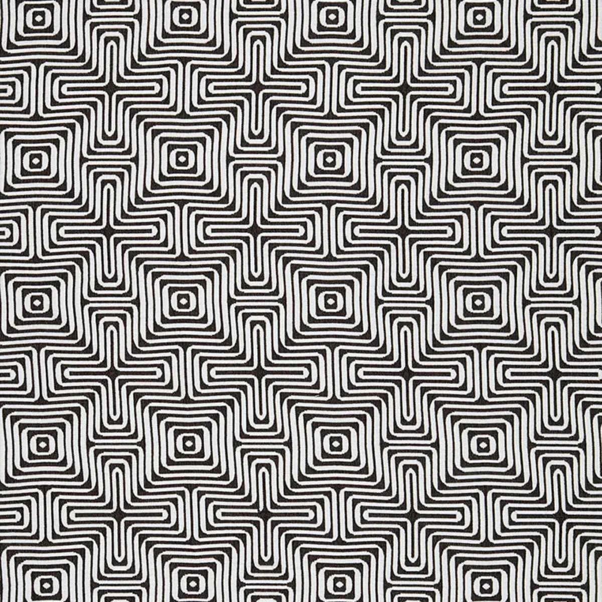 Schumacher 65322 Amazing Maze Indoor/Outdoor Kohl fabric swatch