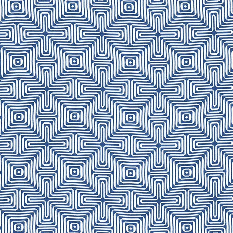 Schumacher 65320 Amazing Maze Indoor/Outdoor Ocean fabric swatch