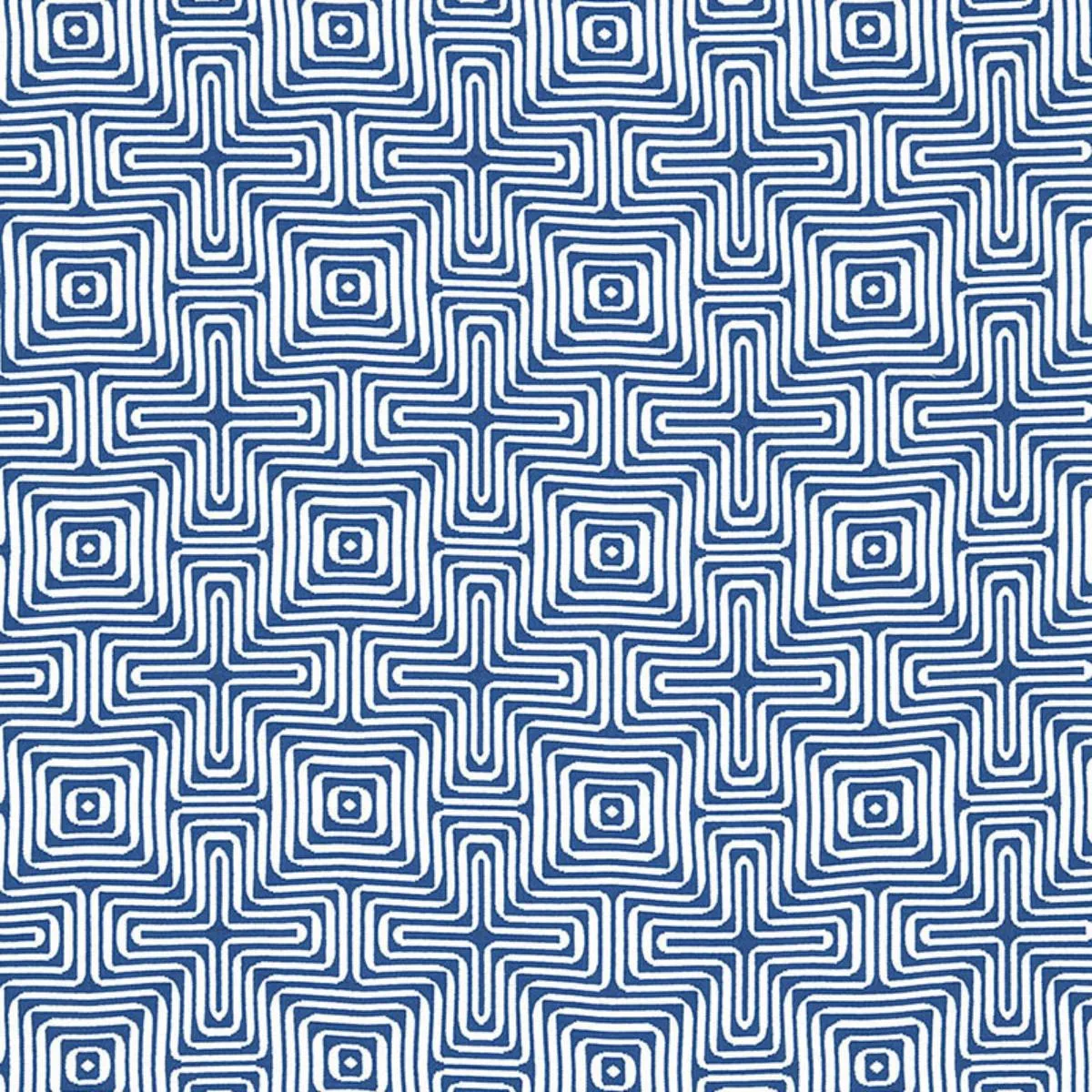 Schumacher 65320 Amazing Maze Indoor/Outdoor Ocean fabric swatch