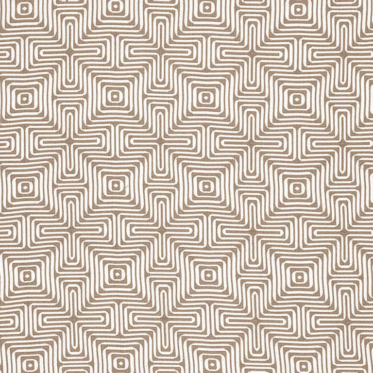 Schumacher 65323 Amazing Maze Indoor/Outdoor Sand fabric swatch
