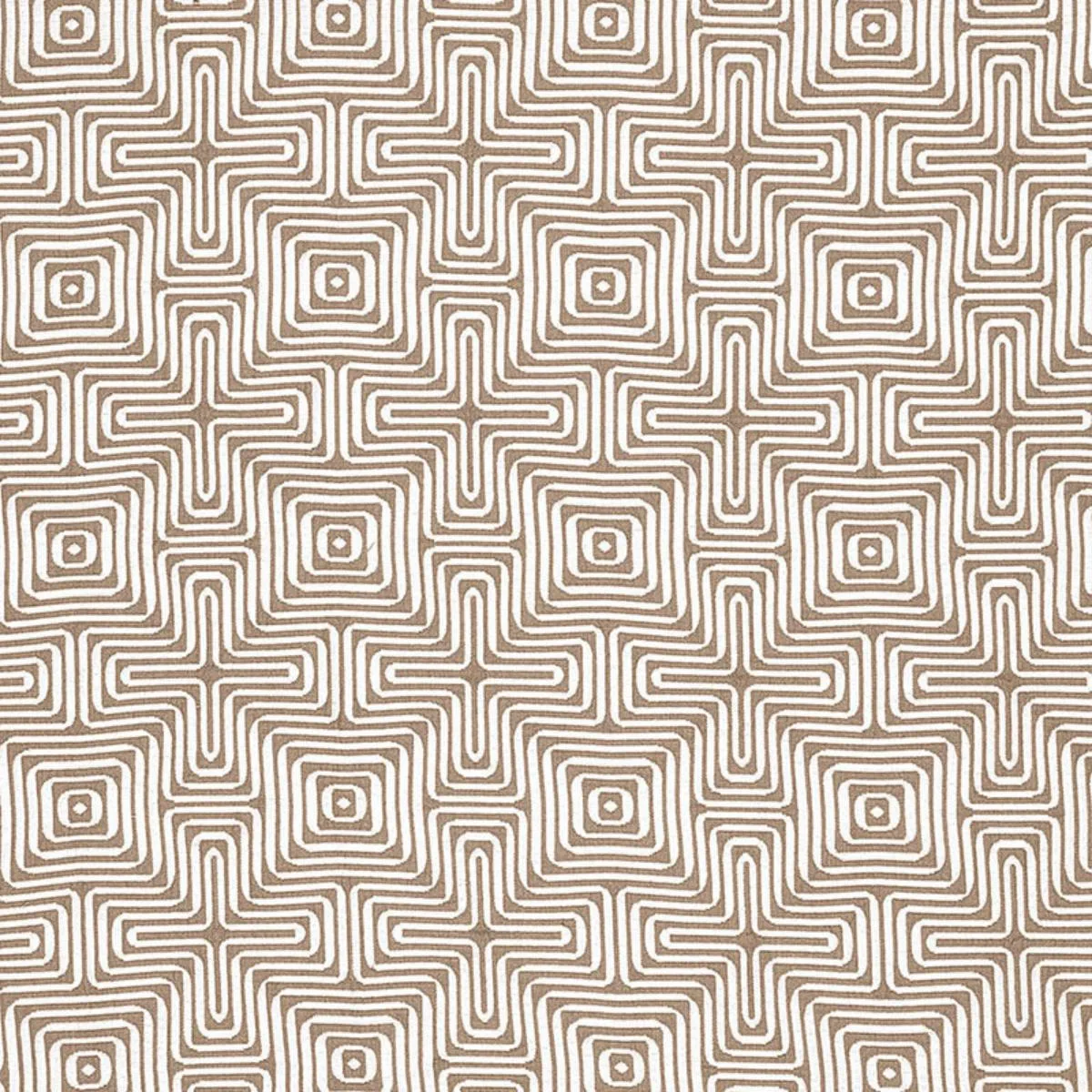 Schumacher 65323 Amazing Maze Indoor/Outdoor Sand fabric swatch