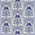 Schumacher 182571 Amazonas Mystique Tropical Shades Of Blue fabric swatch