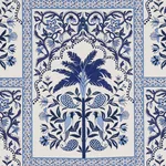 Schumacher 182571 Amazonas Mystique Tropical Shades Of Blue fabric swatch