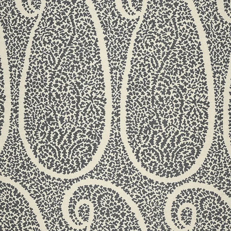 Schumacher 174641 Ambala Paisley Ash fabric swatch