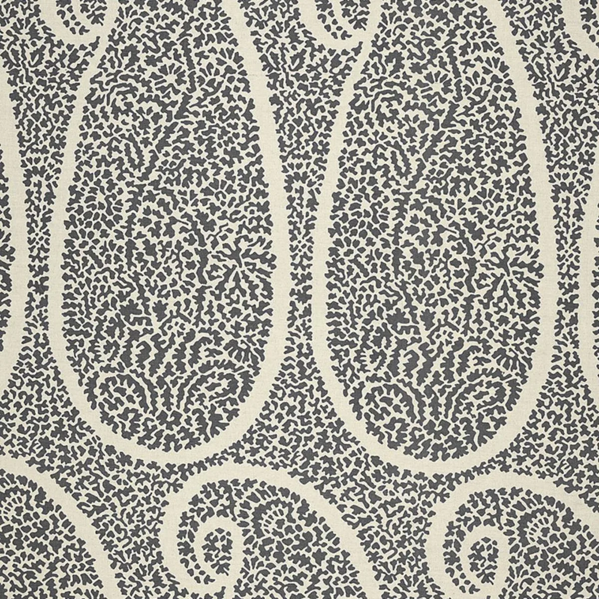 Schumacher 174641 Ambala Paisley Ash fabric swatch