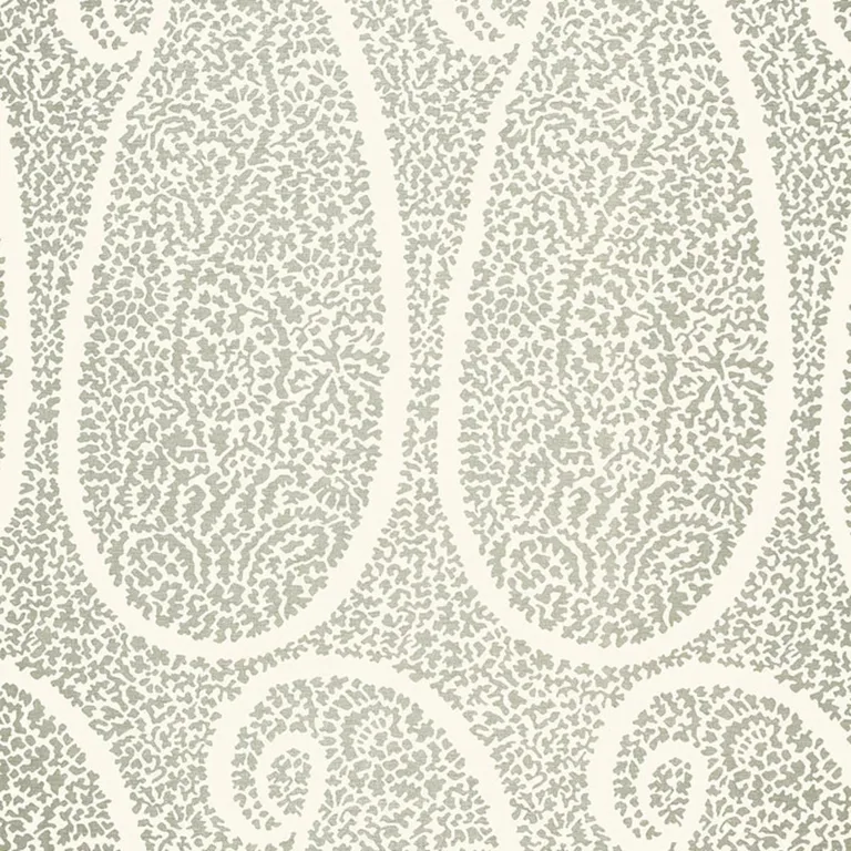 Schumacher 174642 Ambala Paisley Fog fabric swatch