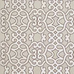 Schumacher 65181 Amboise Linen Embroidery Greige fabric swatch