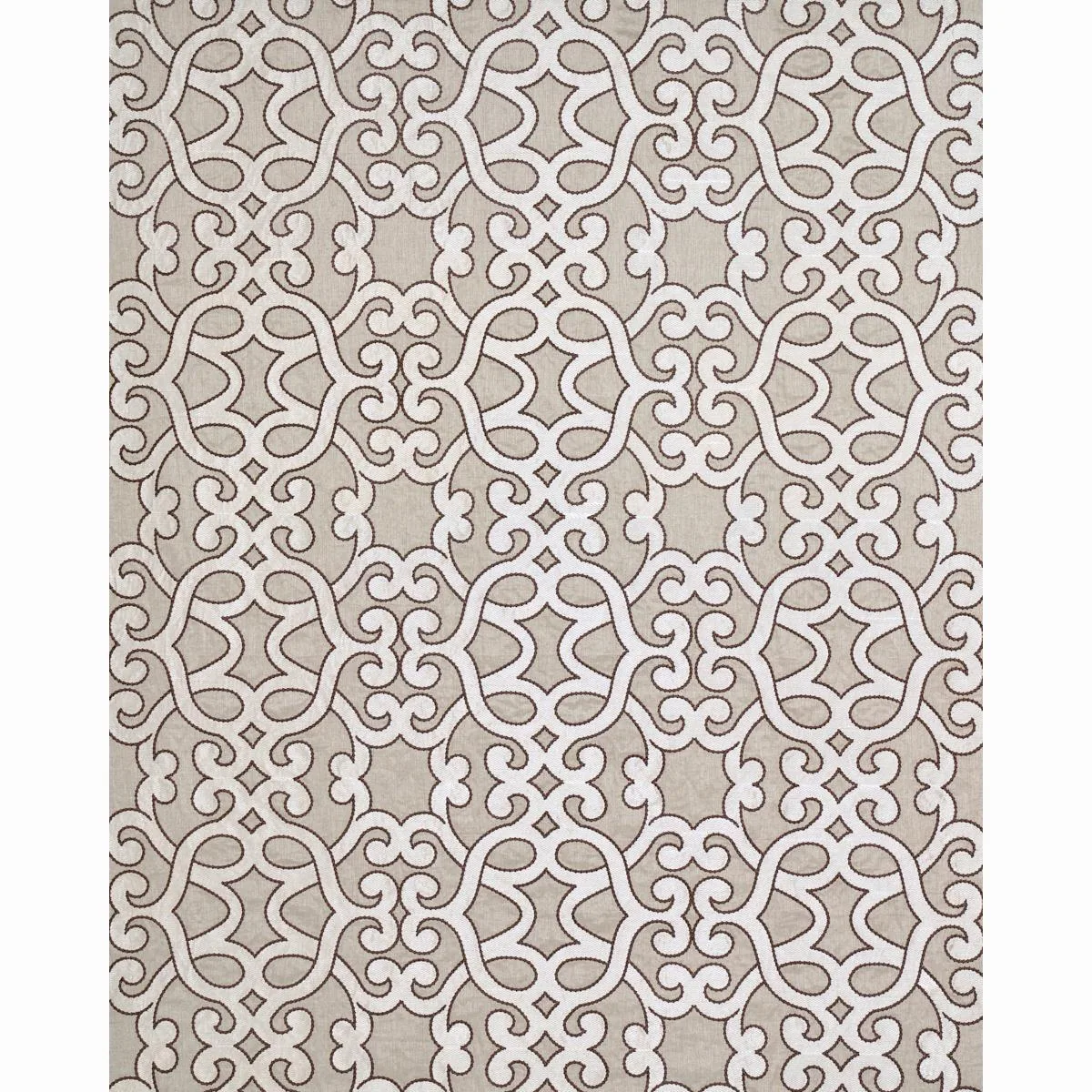 Schumacher 65181 Amboise Linen Embroidery Greige fabric swatch