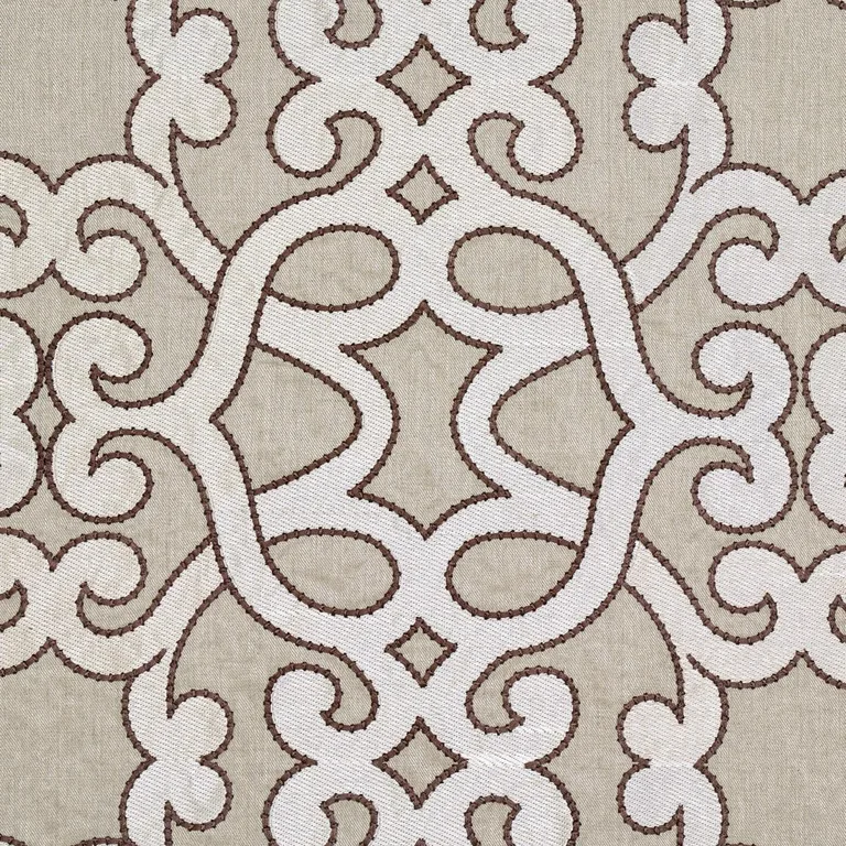Schumacher 65181 Amboise Linen Embroidery Greige fabric swatch