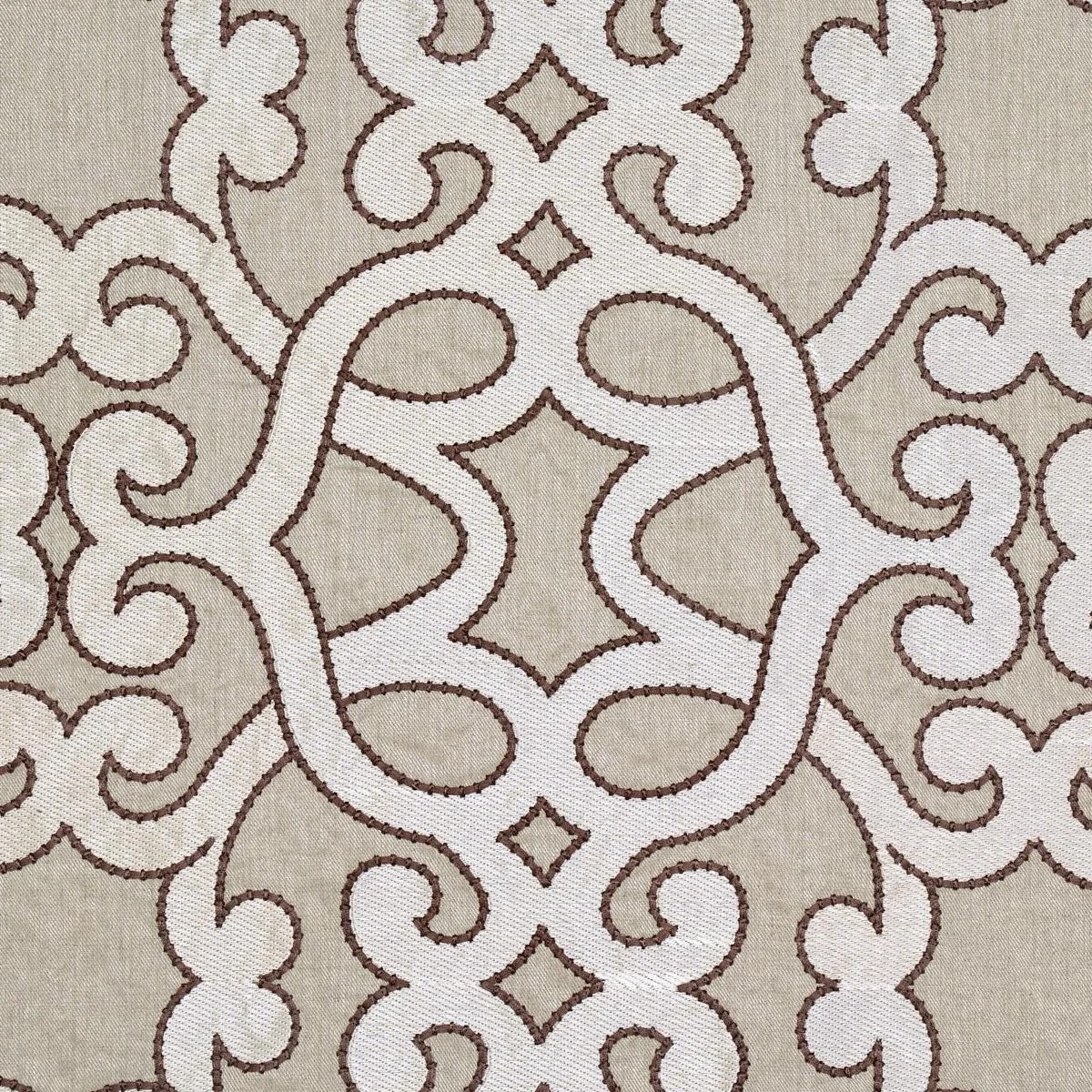 Schumacher 65181 Amboise Linen Embroidery Greige fabric swatch