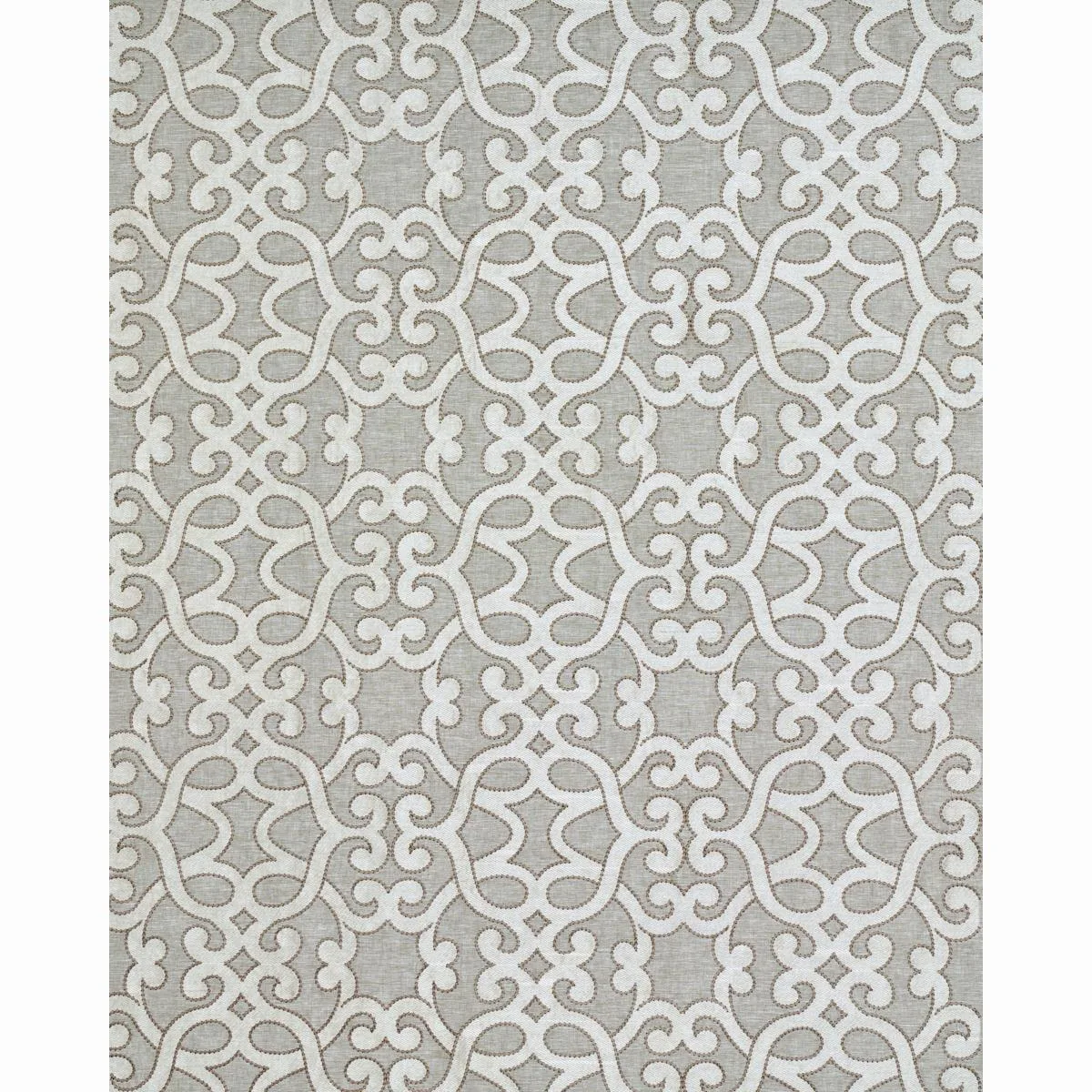 Schumacher 65182 Amboise Linen Embroidery Oyster fabric swatch