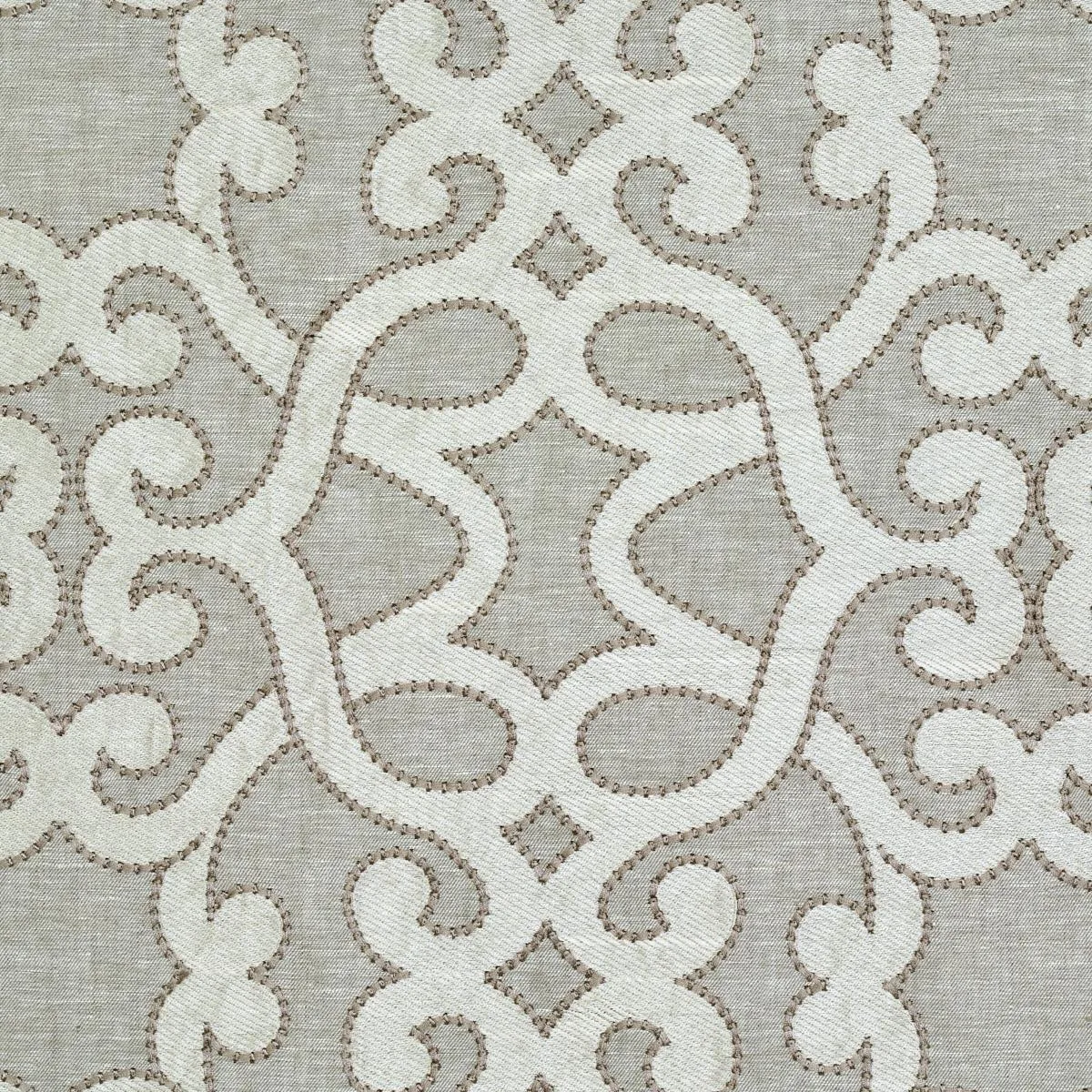 Schumacher 65182 Amboise Linen Embroidery Oyster fabric swatch