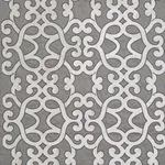 Schumacher 65180 Amboise Linen Embroidery Zinc fabric swatch