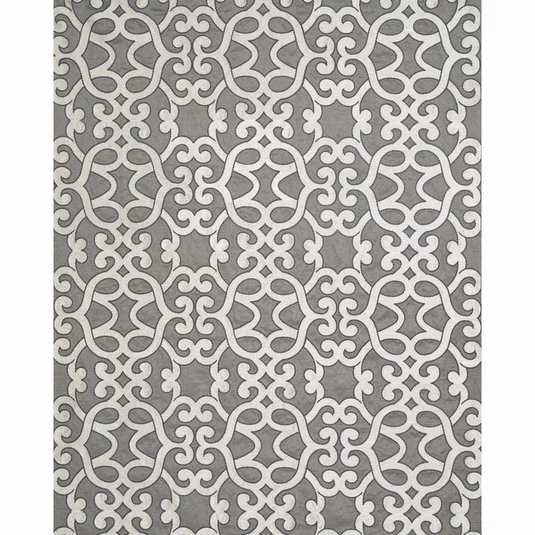 Schumacher 65180 Amboise Linen Embroidery Zinc fabric swatch
