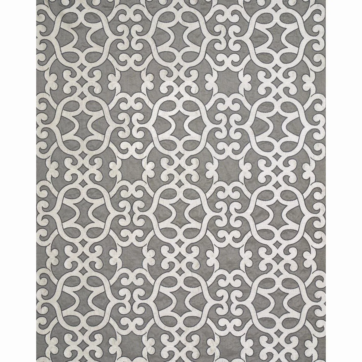Schumacher 65180 Amboise Linen Embroidery Zinc fabric swatch