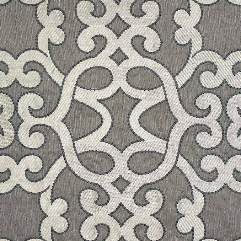 Schumacher 65180 Amboise Linen Embroidery Zinc fabric swatch