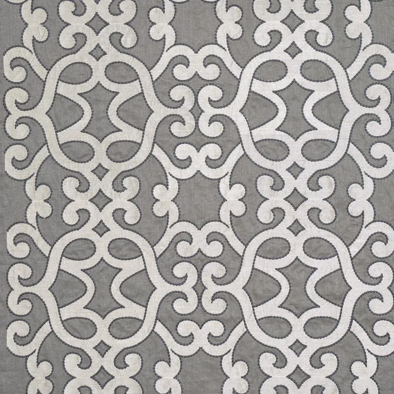 Schumacher 65180 Amboise Linen Embroidery Zinc fabric swatch